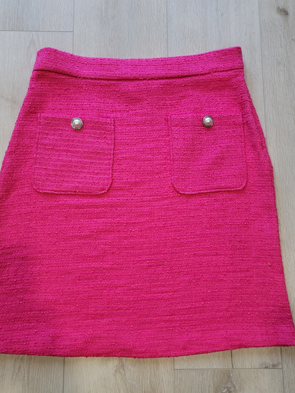 Joseph Ribkoff Hot Pink Tweed Pocket Midi Skirt